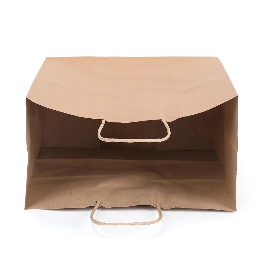 Square Bottom Biodegradable Paper Gift Shopping Bag Brown Kraft Paper Bag